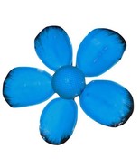 Vintage Daisy Pin Blue and Black Retro Enamel Flower Mod Jewelry For Ladies - £11.75 GBP