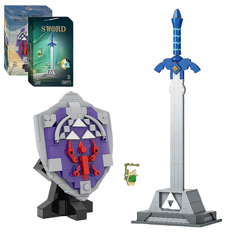 Zelda 2 in 1 sword and shield set, building block toy set, children&#39;s Ch... - £15.58 GBP