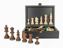 Tournament staunton chess pieces wood black Box - 3.9&quot; king - £47.25 GBP