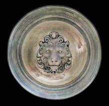 Lion Head Bust in a Round back Sculpture Replica Reproduction - $490.05