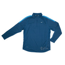 Men NIKE Running 1/4 Zip Long Sleeve Teal Blue Dry Fit Active Shirt Size L (NT) - £32.04 GBP