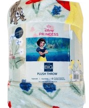 Disney Snow White and Animal Friends Print Light Blue Oversized Blanket ... - $26.72