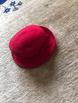 Ladies Amanda Smith 100% Wool Cloche Hat Ribbon Band Made in Italy Red One Size - £23.45 GBP