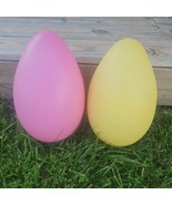 Vtg Blow Mold Lawn Easter Eggs Lots Of 2 Yellow Ans Pink 14&quot; - $19.75
