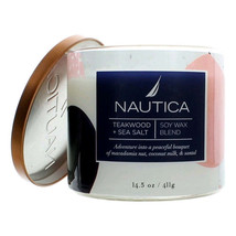 Nautica 14.5 oz Soy Wax Blend 3 Wick Candle - Teakwood &amp; Sea Salt - £10.89 GBP