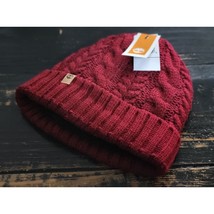 Timberland Super Cable Burgundy Red Plush Lined Beanie Hat Unisex OS - £22.37 GBP