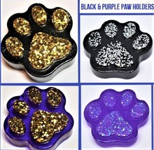 Purple &amp; Black Dog Paw Photo Holders, Memo or Recipe Stand, Reminder clip - £6.68 GBP