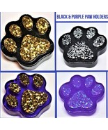 Purple &amp; Black Dog Paw Photo Holders, Memo or Recipe Stand, Reminder clip - £6.85 GBP