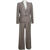 ANNE KLEIN Black Blush Belted Wool Blend Classic Fit Wide Pant Suit 14 - £110.60 GBP