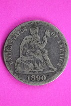 1890 P Seated Liberty Dime Exact Silver Coin Shown In Pics Low Grade Fil... - £11.02 GBP