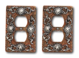 Set of 2 Western Stars Lace Scroll Wall Double Receptacle Outlet Switch ... - £19.73 GBP