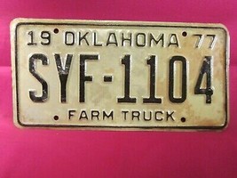 LICENSE PLATE Farm Truck Tag 1977 OKLAHOMA SYF 1104 SEQUOYAH COUNTY [B3A - $7.68