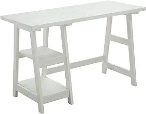 Designs2Go Trestle Desk With Shelves, White - $211.99