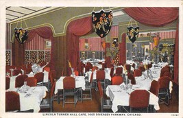 Lincoln Turner Hall Cafe Interior Diversey Parkway Chicago Illinois 20s postcard - £5.93 GBP
