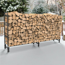 8Ft Xl Wrought Iron Firewood Log Rack Indoor Outdoor Heavy Duty Lumber S... - $91.99