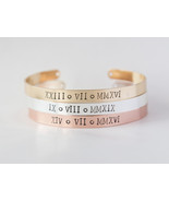 Roman Numerals Custom Stamped cuff bracelet hand stamped cuff Personaliz... - £20.78 GBP