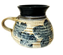 Merlin Studio Pottery Mug Cobalt Blue &amp; White 3.75&quot;H, 4&quot;W  12oz. Signed,... - $16.19