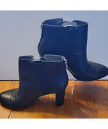 Adrienne Vittadini Tabitha Black Leather Rear Zip Ankle Boots Booties - 9.5 - $28.71