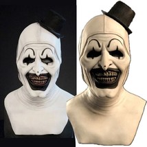 No Box Joker Mask Black Hat Terrifier Art The Clown Cosplay Latex Mask Halloween - £23.11 GBP