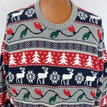 St Johns Bay Ugly Christmas Sweater Trees Holiday XXL Long Sleeve Reindeer Snow - £40.08 GBP