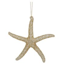 Gold Glitter Starfish Acrylic Christmas Ornament T1759 - $9.88