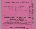 WWII1943 Canadese Pacific Ferrovia Treno Biglietto San John A Boston B13 - $12.44