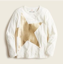 Crewcuts Girl Ivory Gold Foil Star Tree Long Sleeve Crew Neck Cotton T-s... - £11.82 GBP