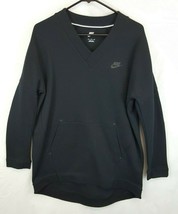 Nike Sportswear NSW Tech Fleece Womens V Neck Sweatshirt Black MED M Lab 803583 - £25.95 GBP