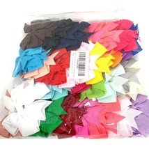 Hair Clips Bows Ribbed Ribbon Multicolor 3in 60 Pack Girls Toddler Hair - £18.08 GBP