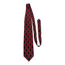 Bergamo New York Hand Made Silk Tie Red Black Geometric Pattern 57” x 4” - $16.20