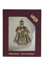 The Infant Jesus of Prague pin, shiny brass brooch, religious pins, reli... - £11.01 GBP
