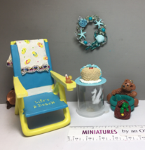 Miniature Beach SeaSide Chair, Cake, Wreath, Birdhouse, Bear - Dollhouse... - $18.99