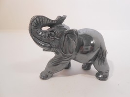 Elephant Figurines Carved Natural Stone Hematite Trunk Up Tusks - £15.93 GBP