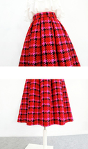 Winter Red Plaid Midi Pleated Skirt Women Custom Plus Size Holiday Skirt image 6