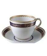 c1800 Crown Derby Puce mark Cup and saucer cobalt and gold hand painted - $163.35
