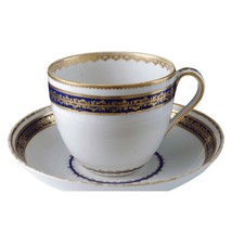 c1800 Crown Derby Puce mark Cup and saucer cobalt and gold hand painted - $163.35