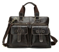 Business Men Briefcase Bag Luxury Leather Laptop Bags Man Handbag - £121.52 GBP