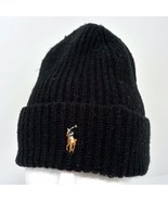 Polo Ralph Lauren Black Wool Blend Pony Logo Knit Winter Beanie Hat Cap - $379.83 MXN