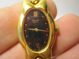 vintage Pulsar Ladies Watch - model #V400-5360 RO - gold-tone, Black Dial - £9.39 GBP