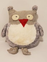 PIER 1 One IMPORTS Roxie Gray Owl 16&quot; Plush Stuffed Animal Soft Pillow Tweed - £11.95 GBP