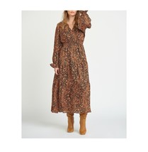 Black Tape Womens Size XS Brown Black Paisley Print VNeck Maxi Dress NWT W44 - £37.07 GBP