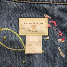 Susan Bristol Casuals Women's Blue Denim Vest Button Up Floral Size Large image 3