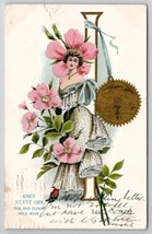Iowa State Girl Seal &amp; Flower Wild Rose 1907 To McDowell VA Postcard X25 - £13.51 GBP