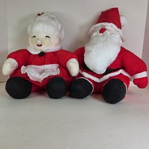 Vintage Santa &amp; Mrs Claus Plush Dolls Pair Stuffed Figures Korea Xmas Decor - $543.42 MXN