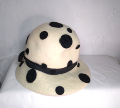 Sitlers &quot;for fashionable hats!&quot; Adorable White/Black Polka Dot Pattern! Fast Shp - £20.60 GBP