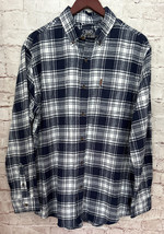 CHAPS Mens Performance Plaid Flannel Shirt Size Large Navy Blue 100% Cot... - £28.77 GBP