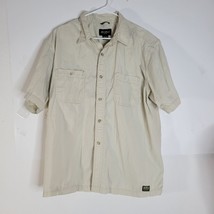Mens Eddie Bauer Short sleeve Khaki 100% Cotton Button Front Shirt Size XL - $21.36