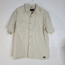 Mens Eddie Bauer Short sleeve Khaki 100% Cotton Button Front Shirt Size XL - £16.73 GBP