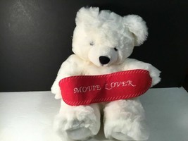 Beverly Hills Plush White Teddy Bear with Banner Movie Lover 13&quot;  Stuffed Animal - $9.91