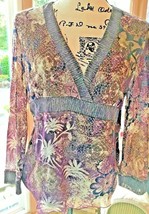 Women&#39;s Tint Purple Nylon Summer Blouse XL Floral Bust 44 Length 24 Line... - $6.88